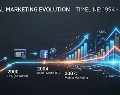 Línea de tiempo de la evolución del Growth Marketing, de 1994 a 2024+